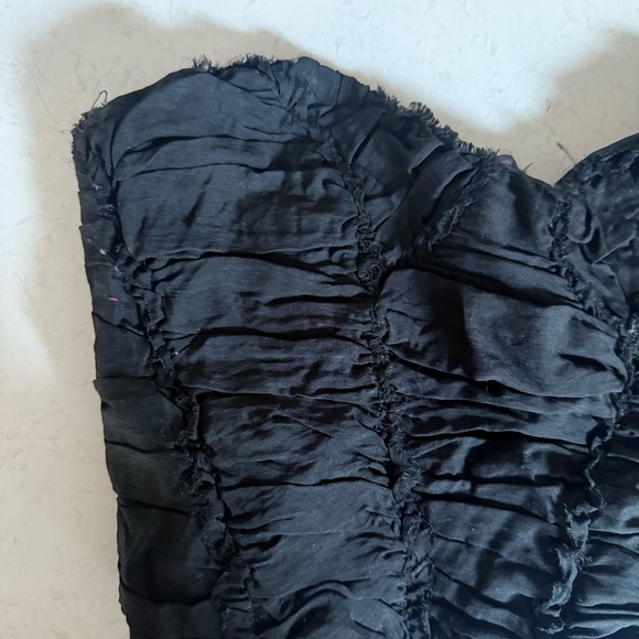 Black Ruched Strapless Ruffle Corset Top - Picture 4 of 5